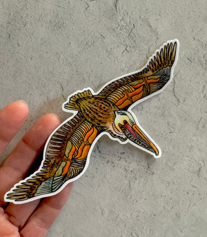 Flying Pelican Sticker