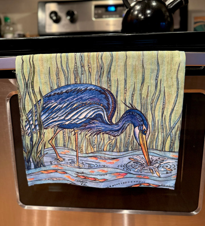 Heron in the Marsh Hand Towel
