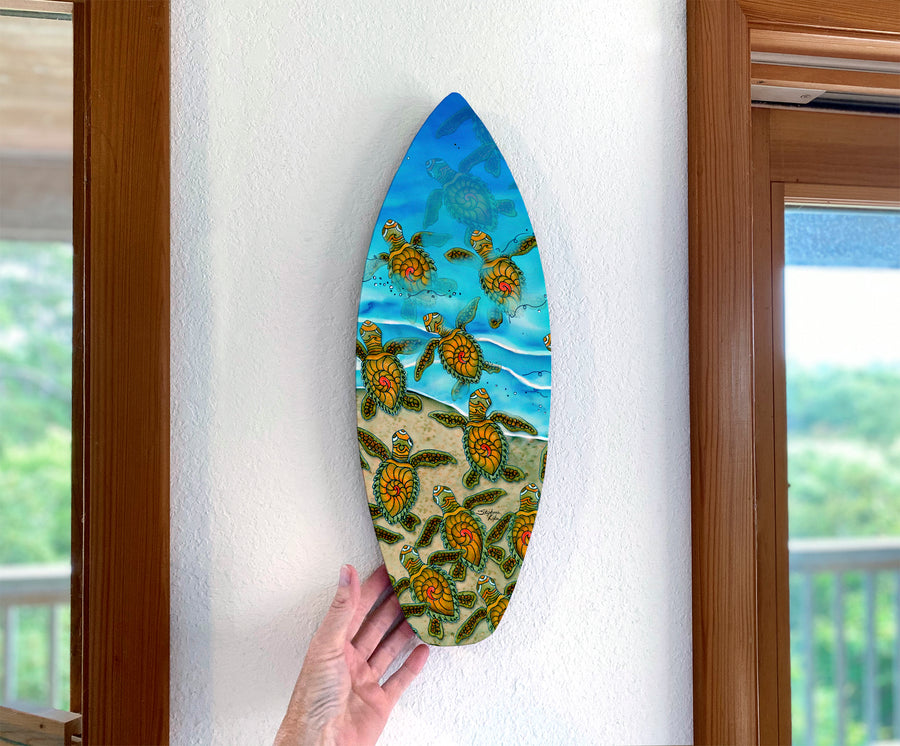 Ocean Bound Turtles Surfboard Wall Art