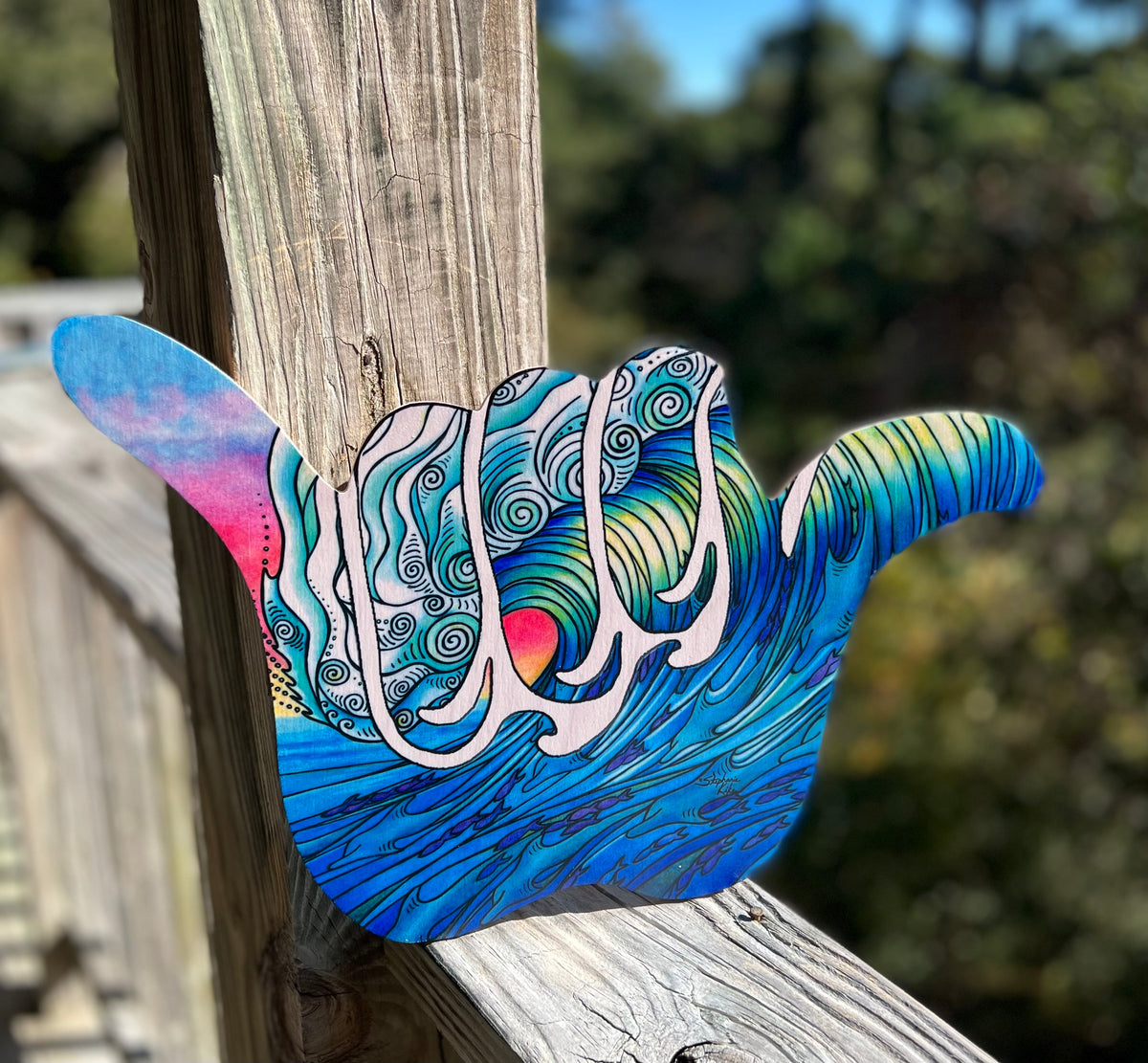 The Wave Shaka Wood Wall Art – Stephanie Kiker Designs