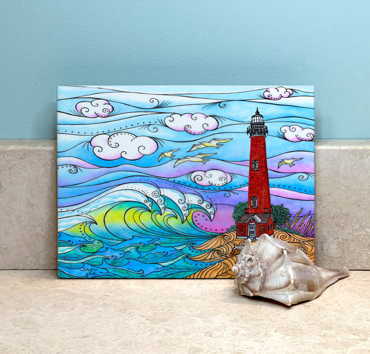 Corolla Waves Lighthouse Ceramic Tile