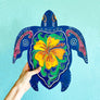 Hibiscus Turtle Wood Turtle Wall Art