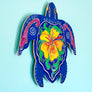 Hibiscus Turtle Wood Turtle Wall Art