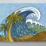 Palm Trees and Waves Aluminum Wall Art