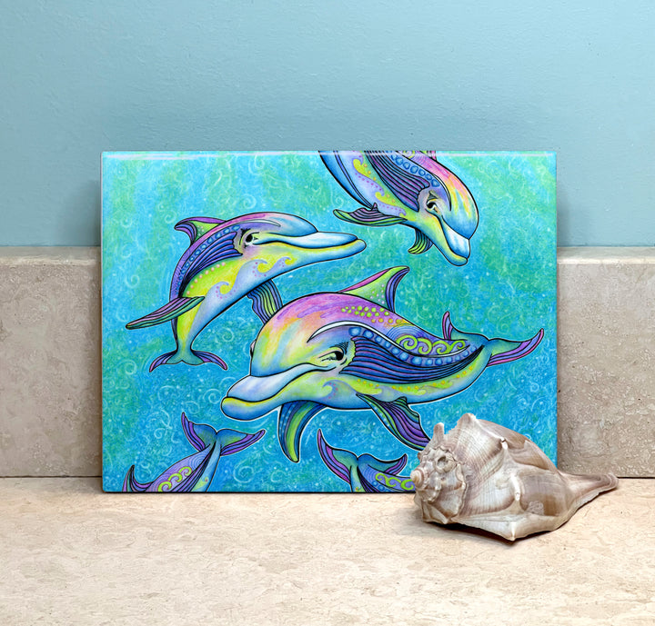 Rainbow Dolphin Ceramic Tile