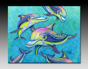 Rainbow Dolphin Ceramic Tile