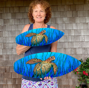 Sea Grass Turtle Surfboard Wall Art