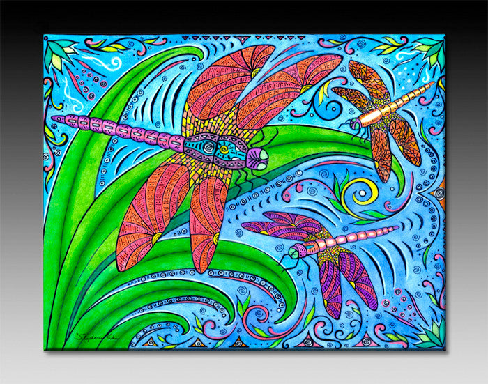 Dancing Dragonflies Ceramic Tile