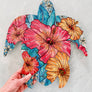 Hibiscus Wood Turtle Wall Art