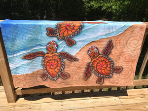 3 Baby Turtles Beach Towel