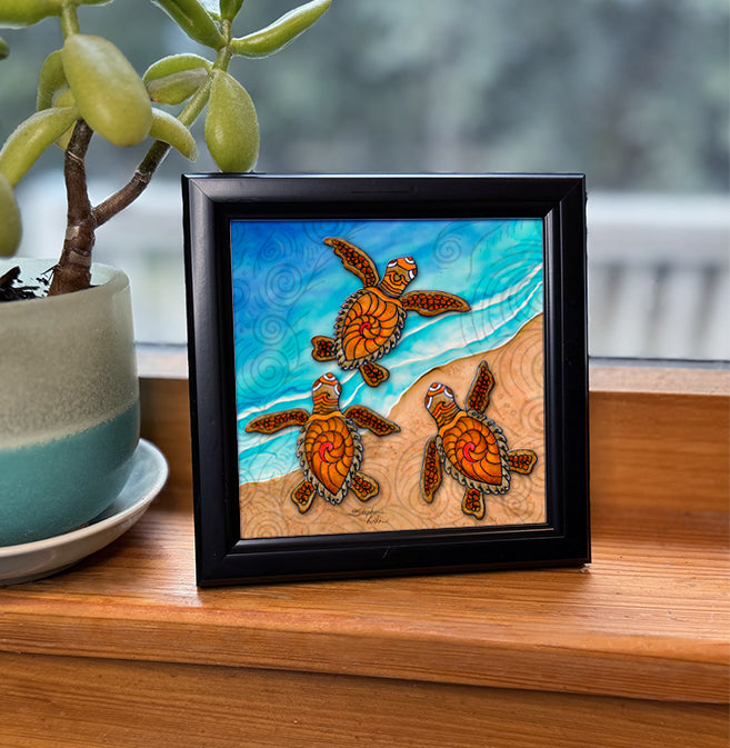 3 Baby Turtles Framed Art
