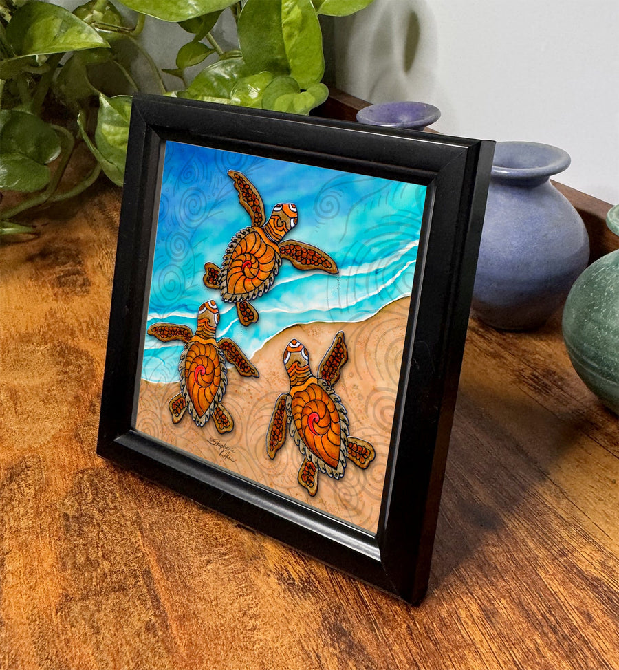3 Baby Turtles Framed Art