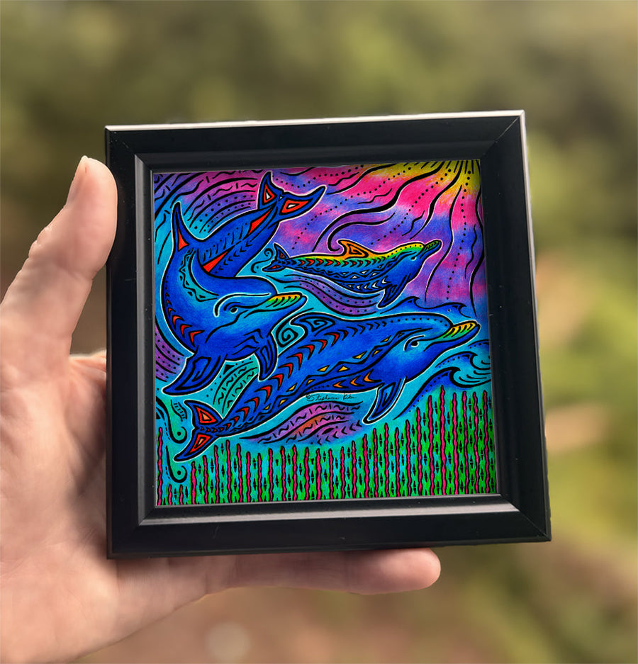 3 Dolphins Framed Art