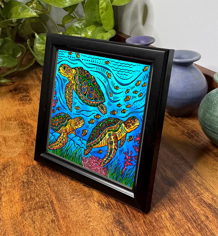 3 Loggerheads Framed Art