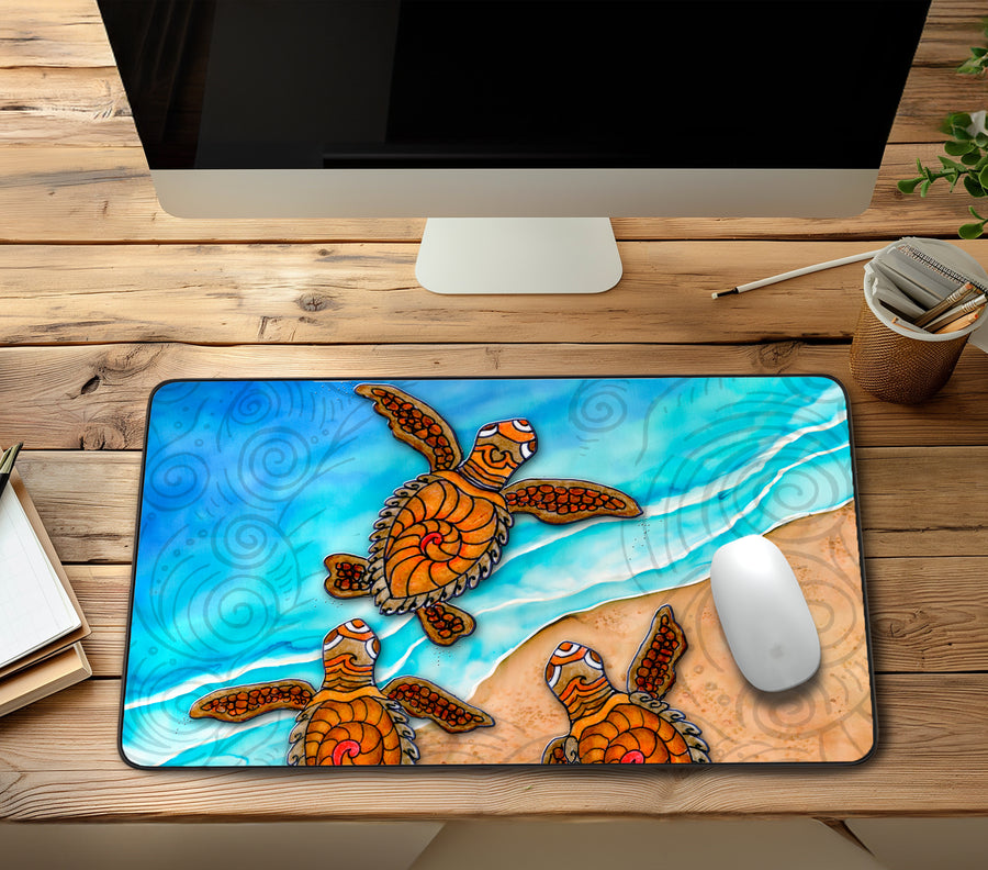 3 Baby Turtles Desk Mat