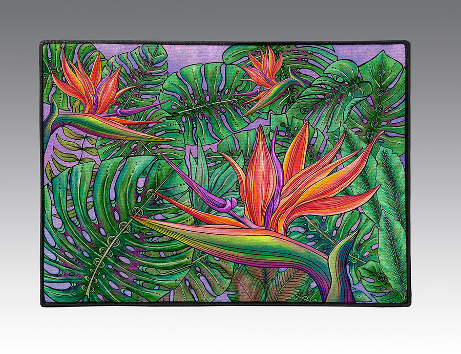 Bird of Paradise with Monstera Door Mat