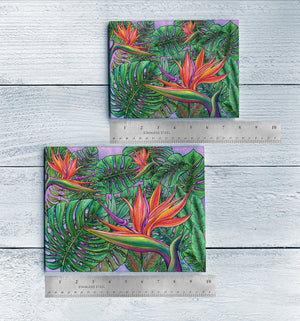 Bird of Paradise with Monstera Ceramic Tile