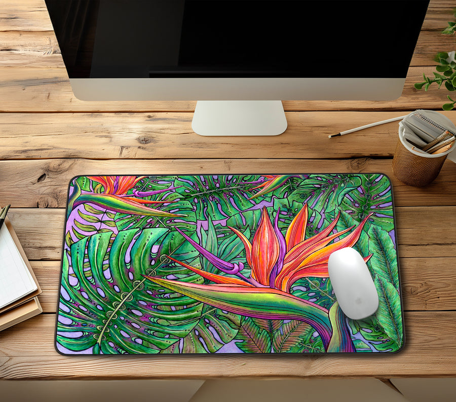 Bird of Paradise with Monstera Desk Mat