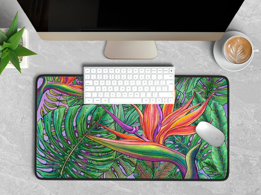 Bird of Paradise with Monstera Desk Mat