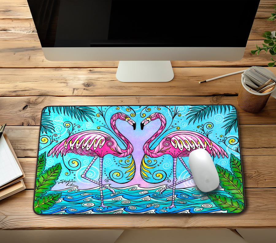 Flamingo Love Desk Mat