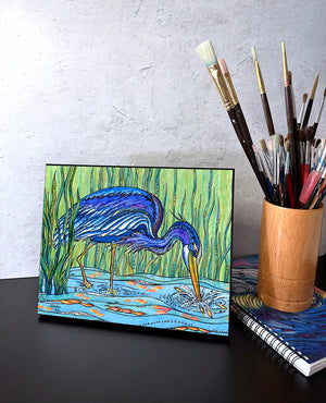Heron in the Marsh Wall Art Panel