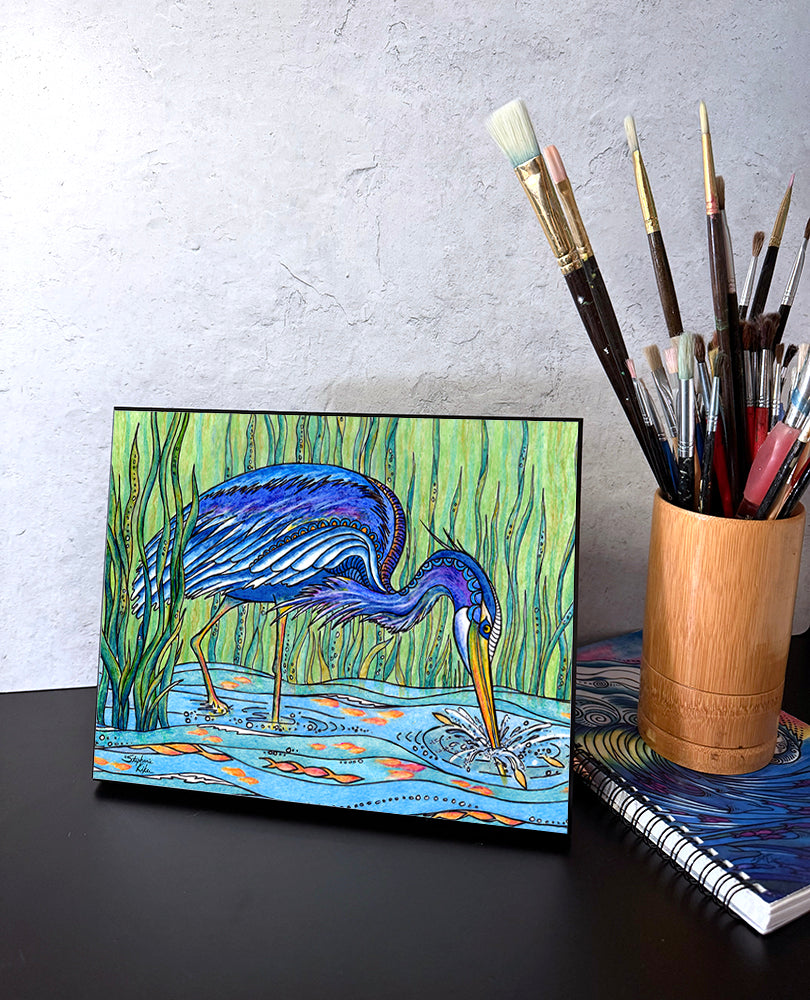 Heron in the Marsh Wall Art Panel
