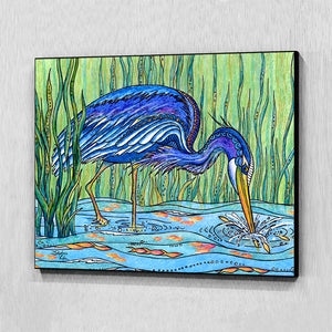 Heron in the Marsh Wall Art Panel