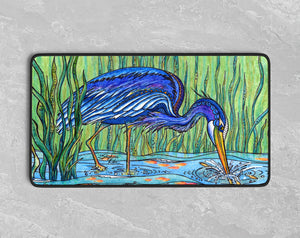 Heron in the Marsh Desk Mat