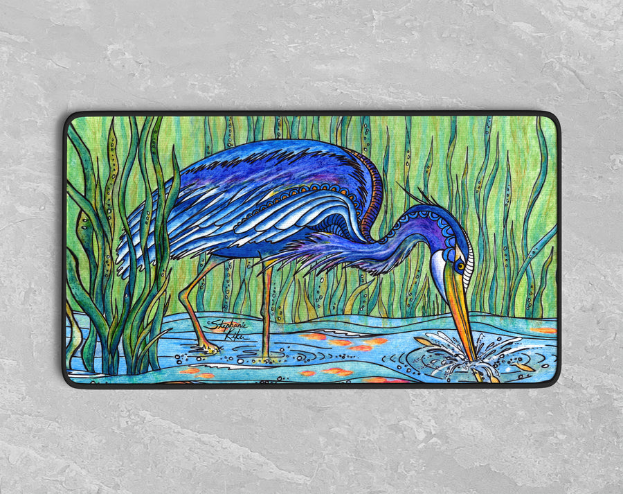 Heron in the Marsh Desk Mat