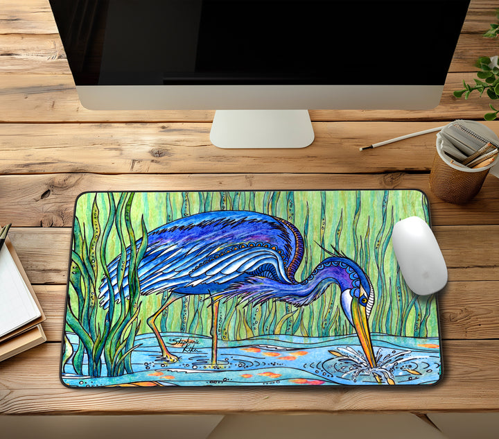 Heron in the Marsh Desk Mat