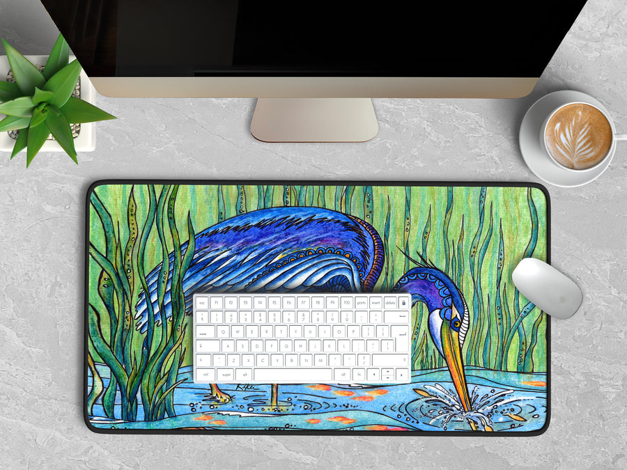 Heron in the Marsh Desk Mat