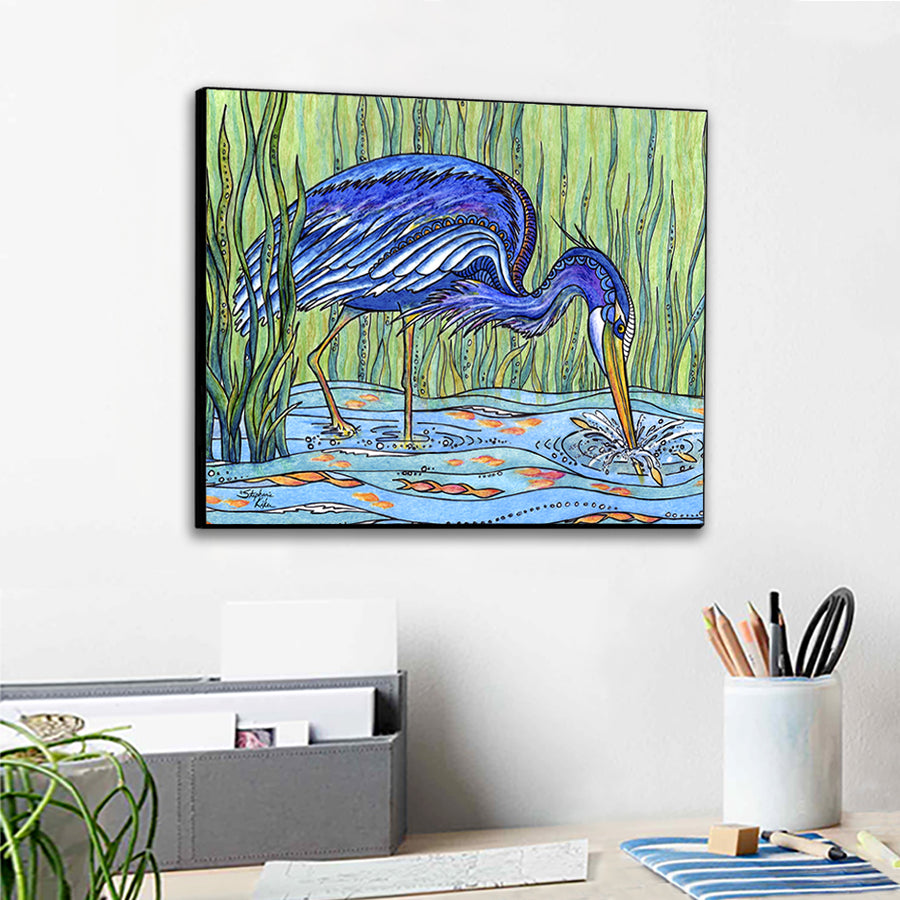 Heron in the Marsh Wall Art Panel