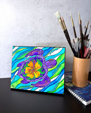 Hibiscus Turtle Wall Art Panel
