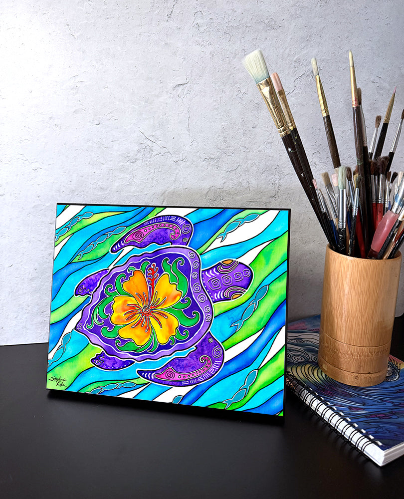 Hibiscus Turtle Wall Art Panel