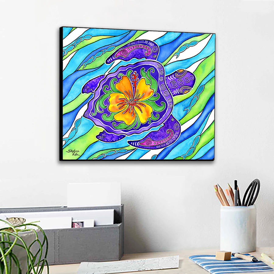 Hibiscus Turtle Wall Art Panel