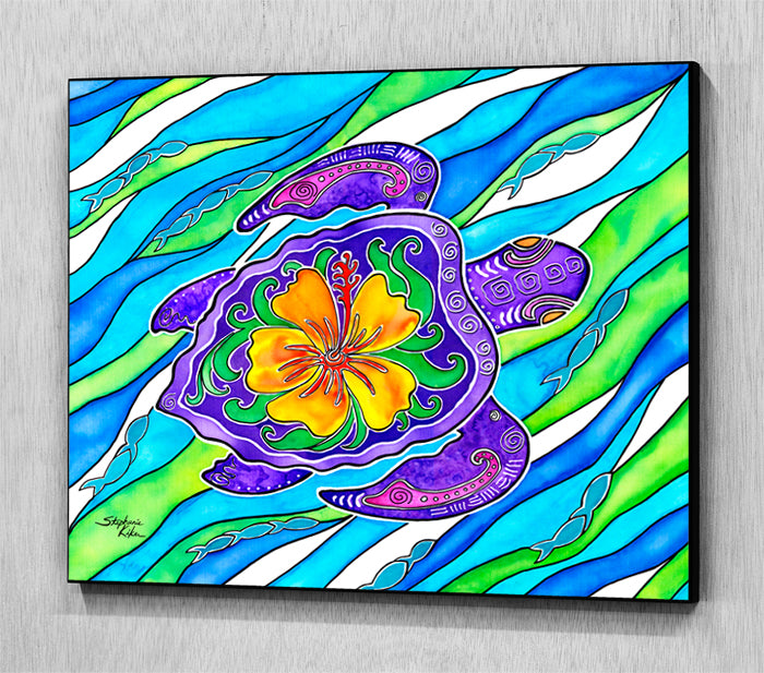 Hibiscus Turtle Wall Art Panel