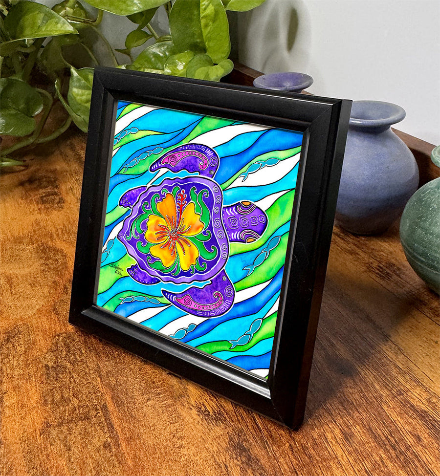 Hibiscus Turtle Framed Art