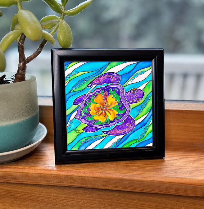 Hibiscus Turtle Framed Art