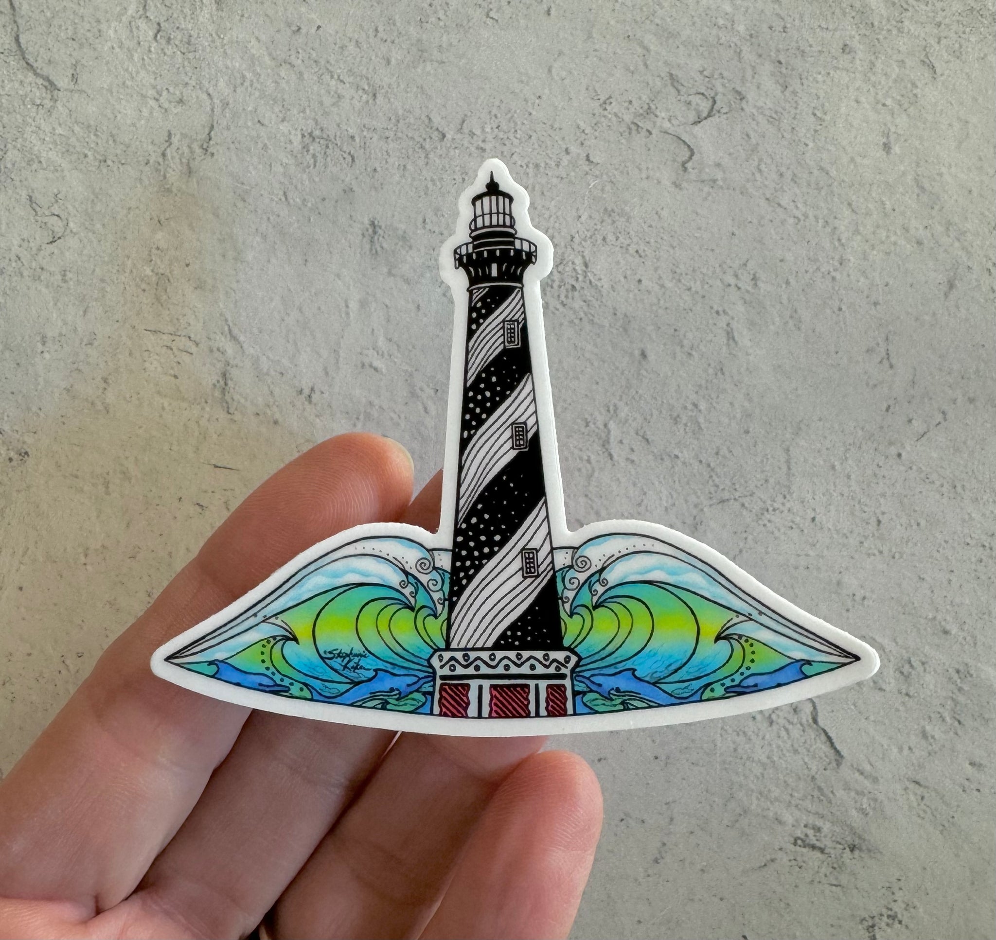 Round Lighthouse Sticker Hatteras Lighthouse Cutout Sticker – Stephanie Kiker Designs