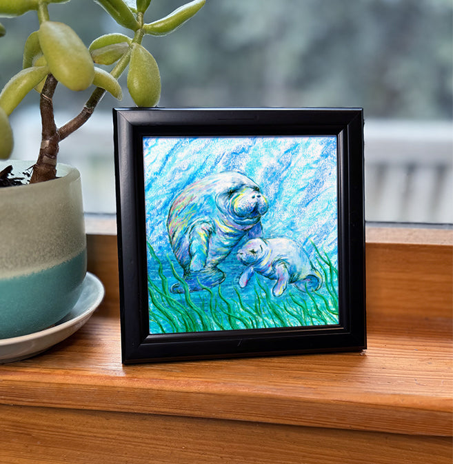 Manatees in Grass Framed Art