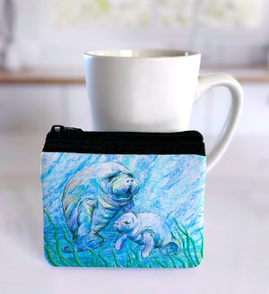 Manatees in Grass Coin Bag