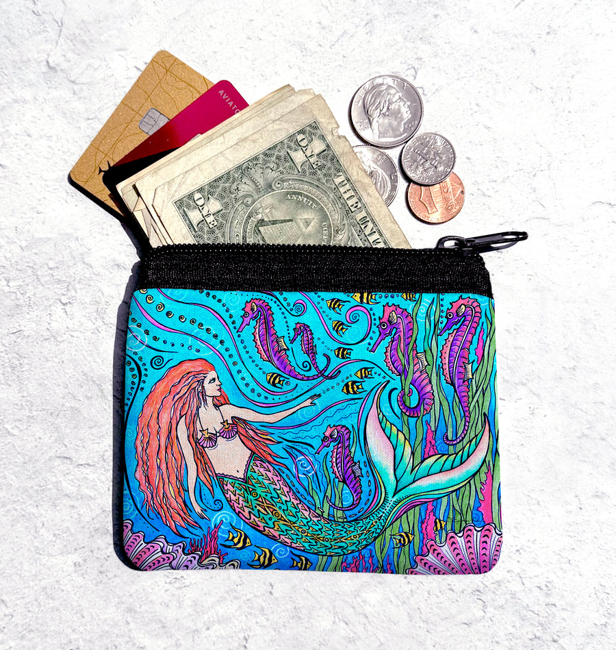 Mermaid and Seahorses Coin Bag