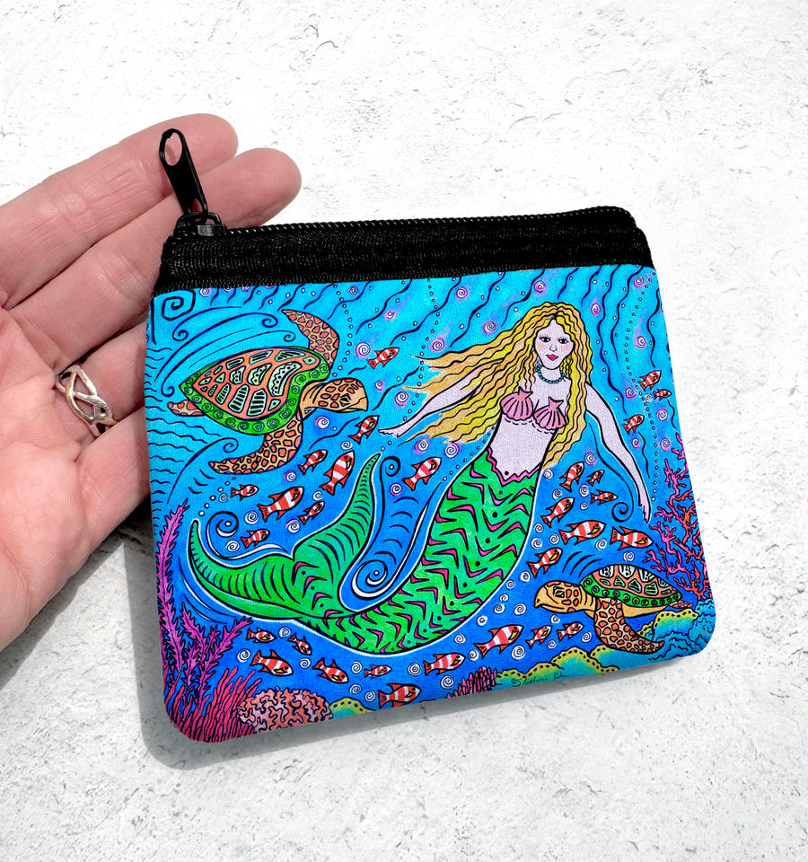 Mermaid and Turtles Coin Bag