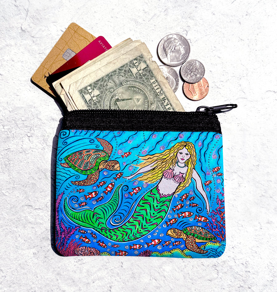 Mermaid and Turtles Coin Bag