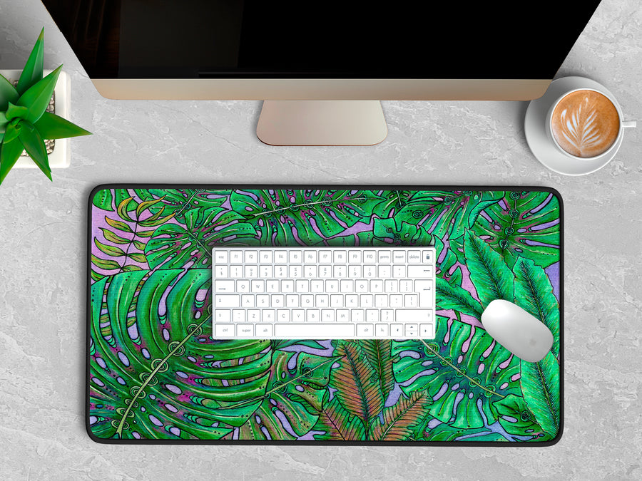 Monstera Leaves Desk Mat