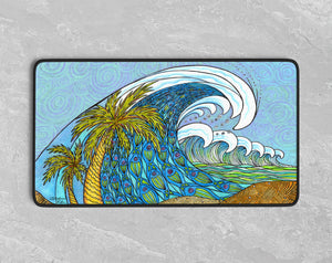 Palm Trees and Waves Desk Mat