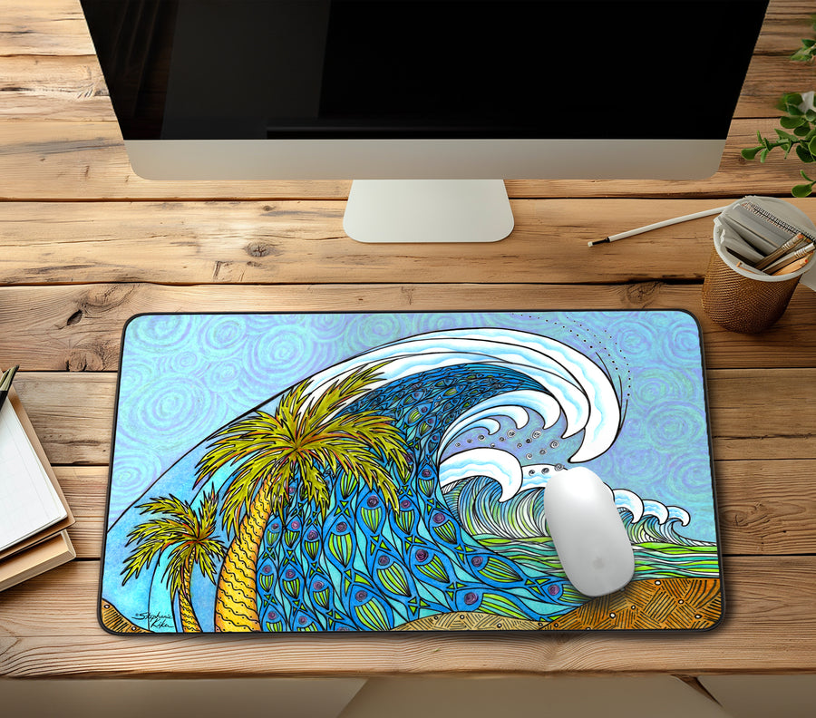 Palm Trees and Waves Desk Mat