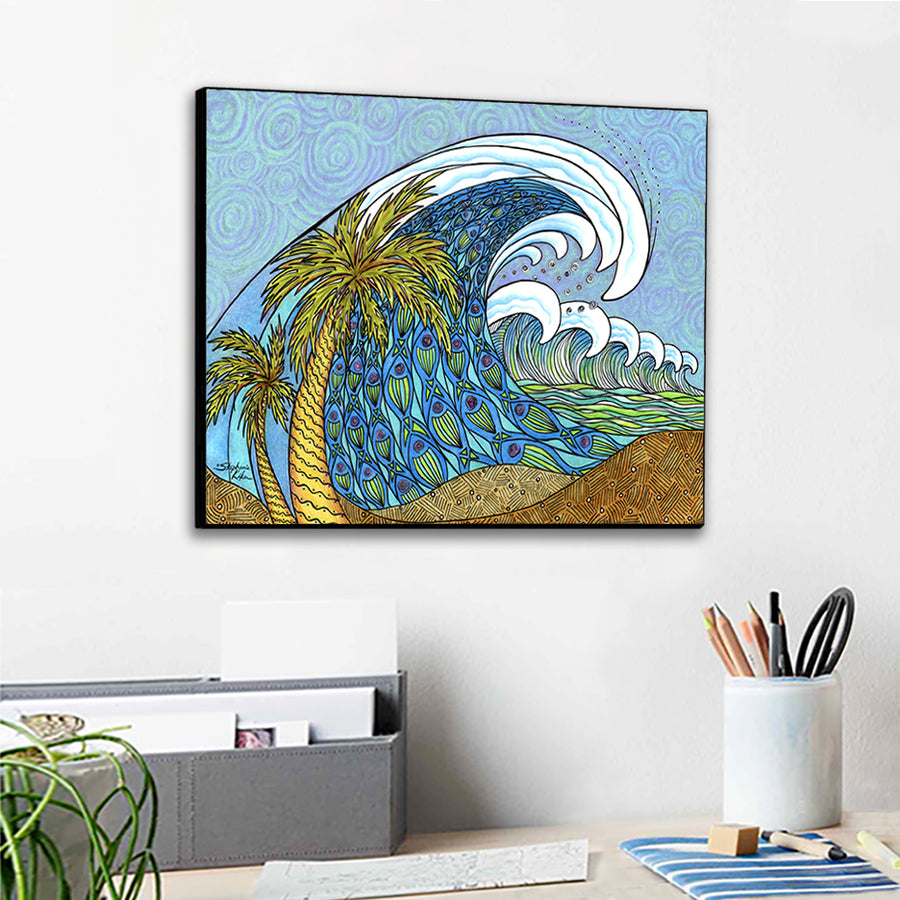 Palm Tree and Waves Wall Art Panel
