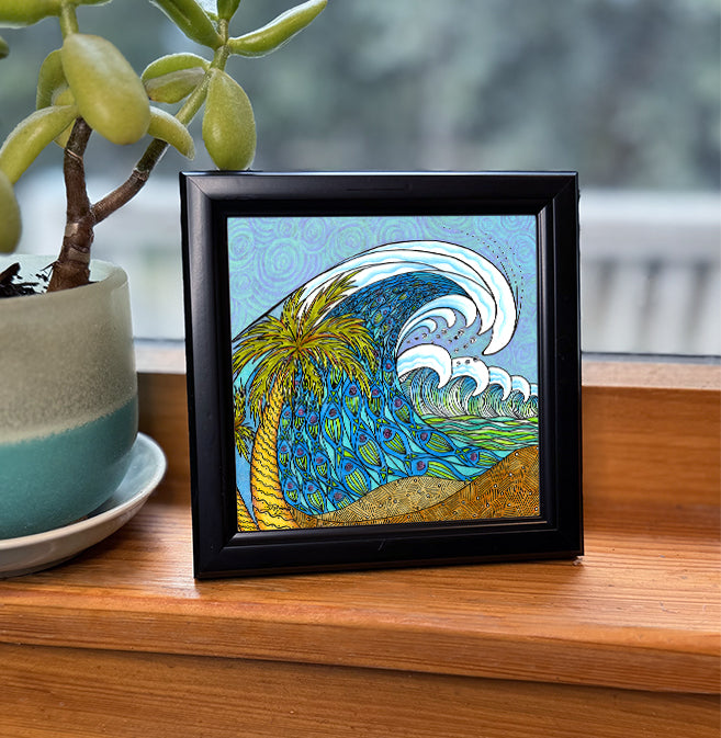 Palm Tree and Waves Framed Art