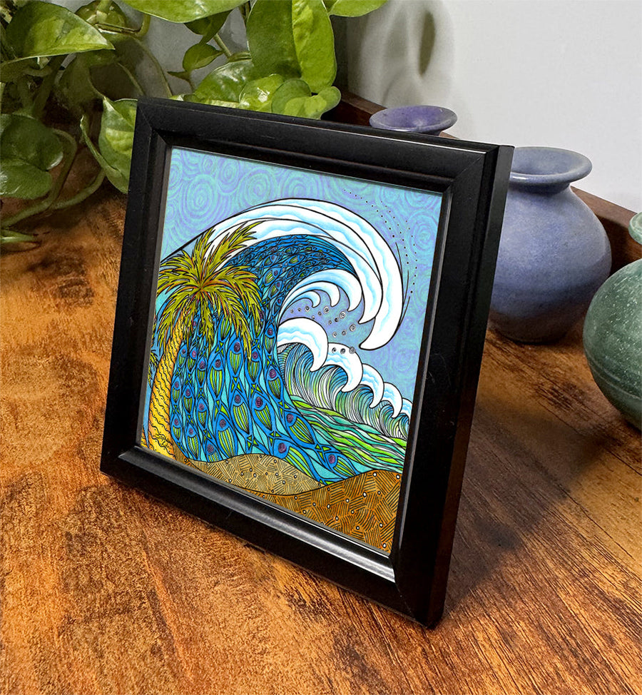 Palm Tree and Waves Framed Art